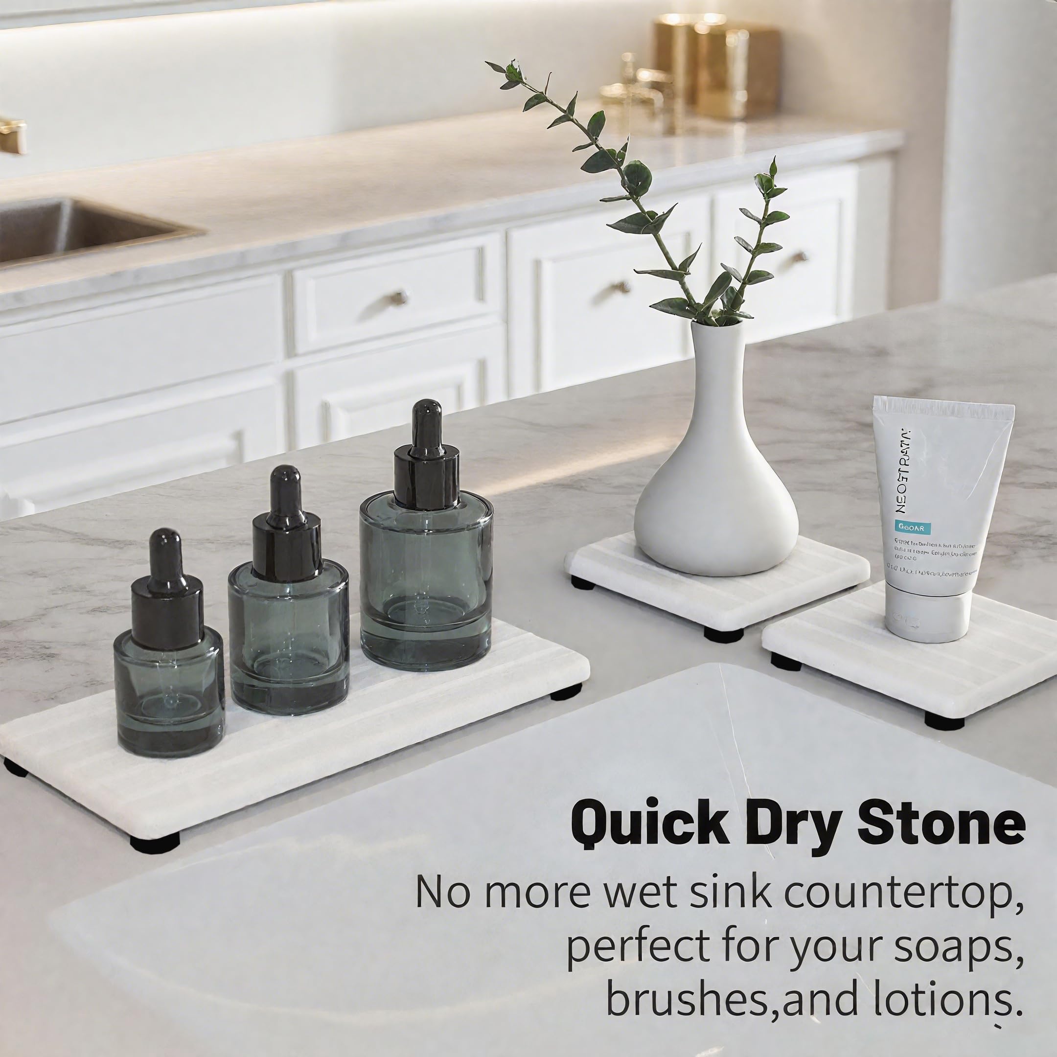 Lyxel stripe-design stone tray texture enhances drying and grip