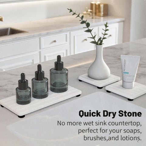 Lyxel stripe-design stone tray texture enhances drying and grip