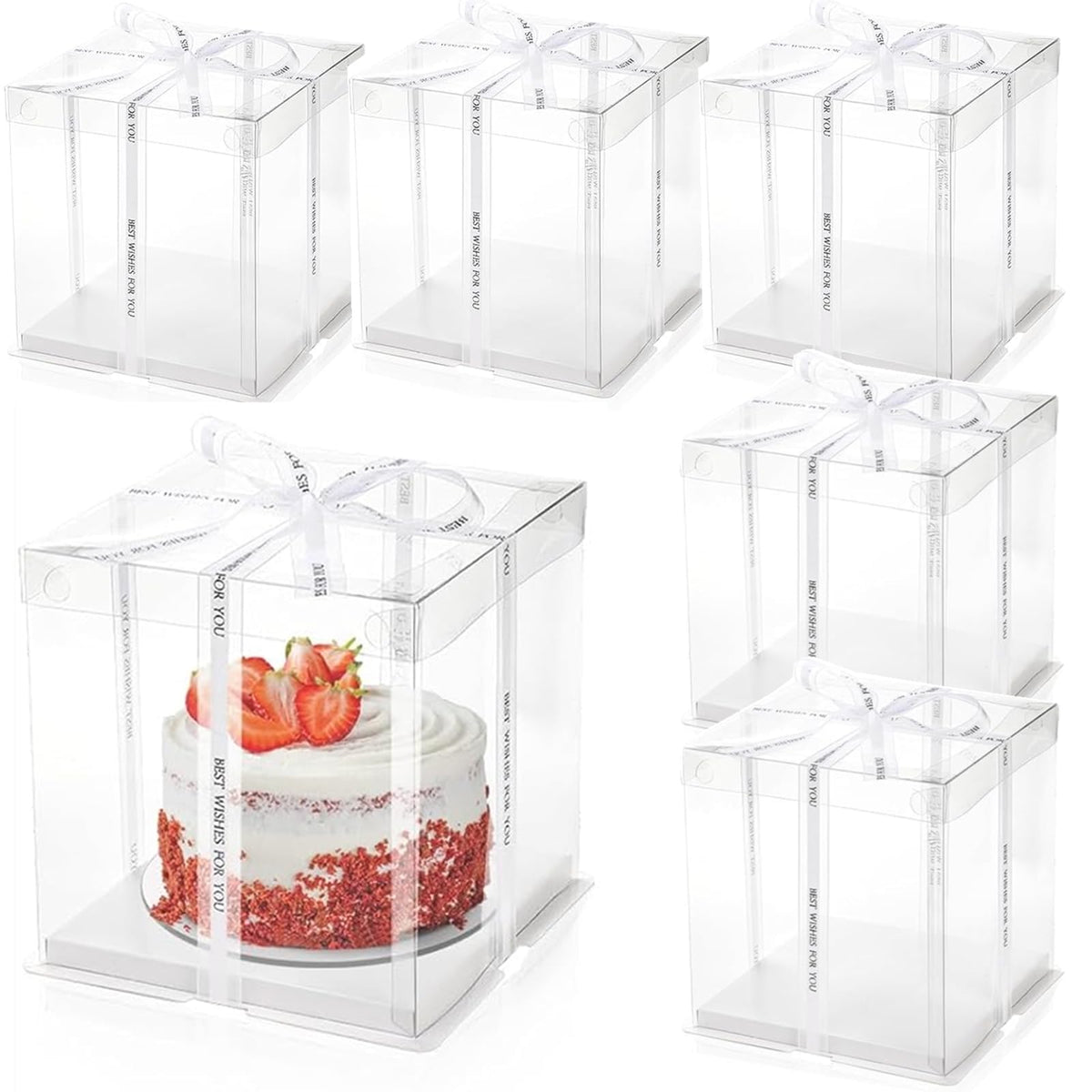 LyyGuanYoo clear cake box six-pack for pristine presentation at events.