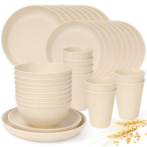 Lzerking wheat-straw dinnerware set 8 dinner plates, durable and lightweight for everyday meals.