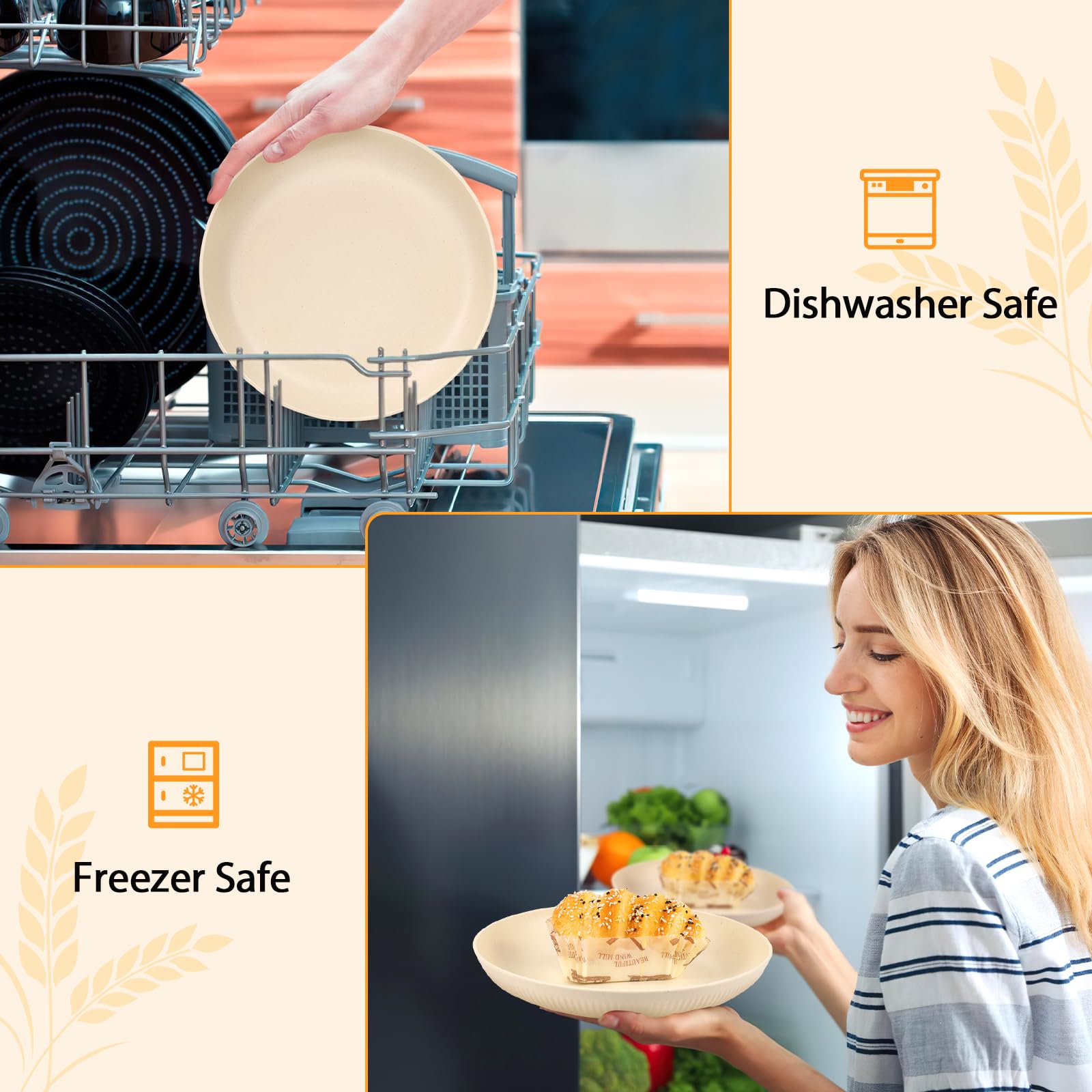 Lzerking wheat-straw dinnerware, 100% BPA-free and biodegradable.