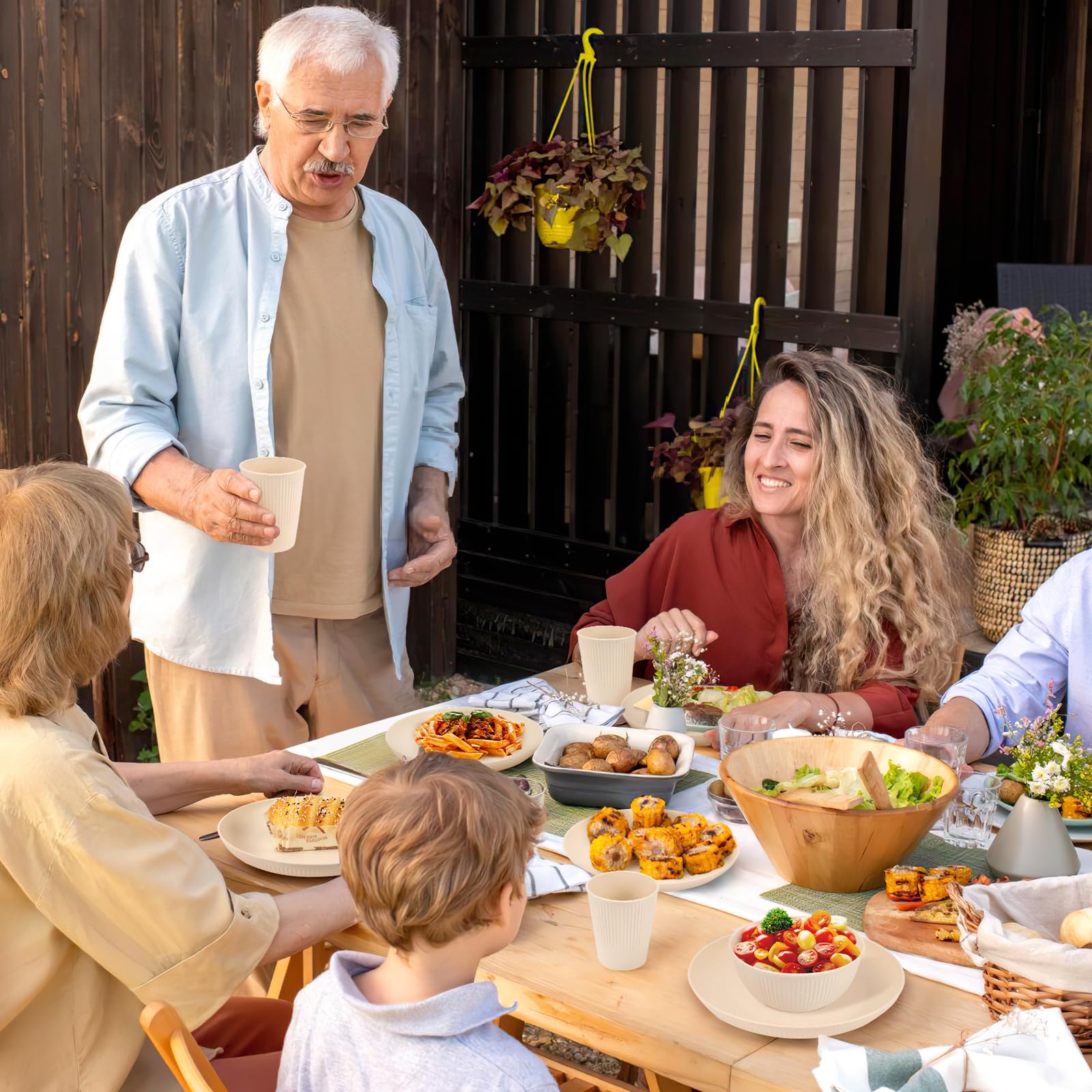 Lzerking stackable set, compact storage for RV, camping, and picnics.