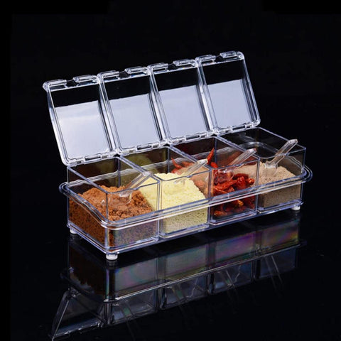 LZYLL four-piece acrylic containers keep seasonings fresh and away from cross-flavors.