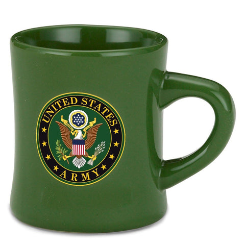 M. Cornell Army Diner Mug with green glaze, durable stoneware for daily coffee.