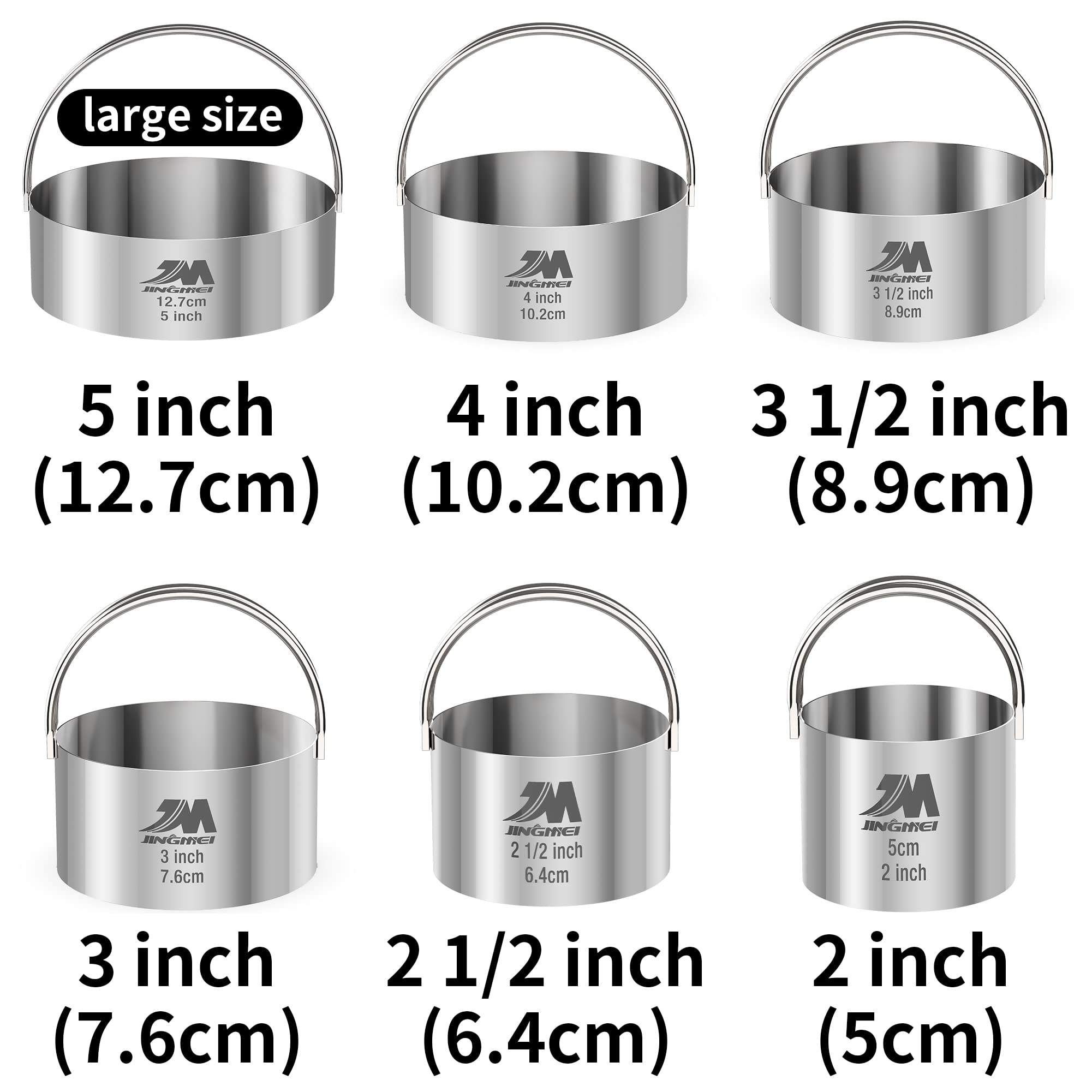 M JINGMEI biscuit cutter 2-1-2inch with engraved sizes for quick selection.
