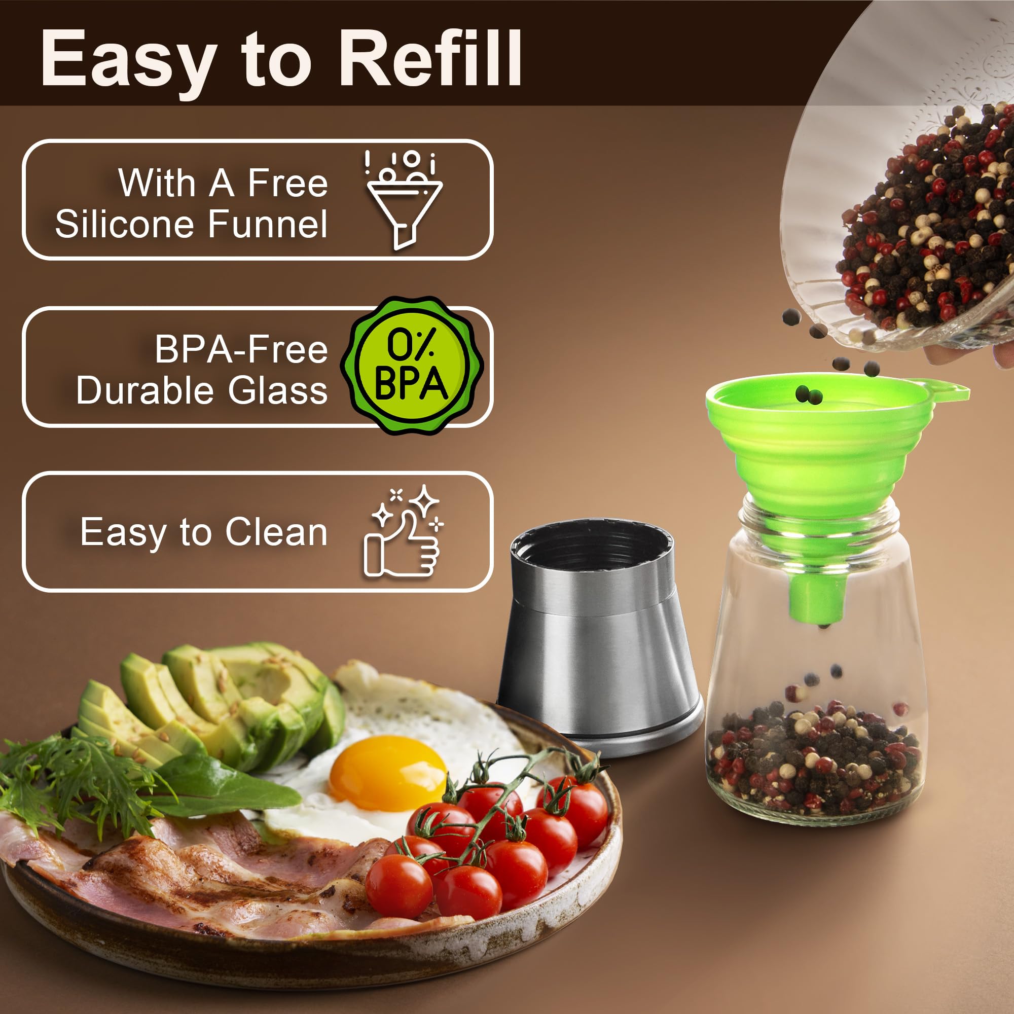 M JINGMEI ergonomic grip design ensures comfortable, precise seasoning.