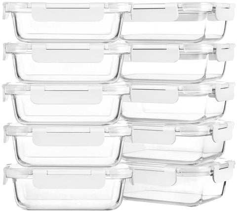M MCIRCO 22oz glass meal prep containers set on counter for easy prep.