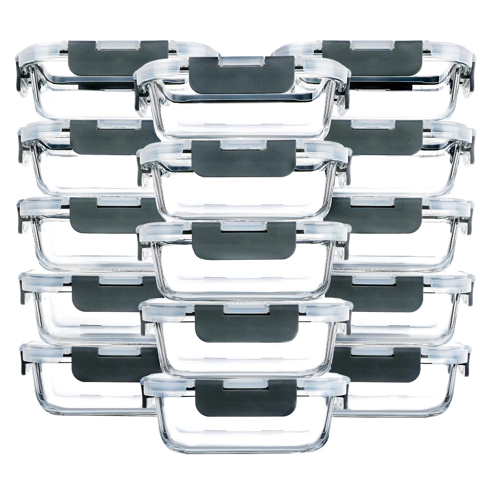M MCIRCO 15-pack glass meal prep containers with airtight lids for organized lunches