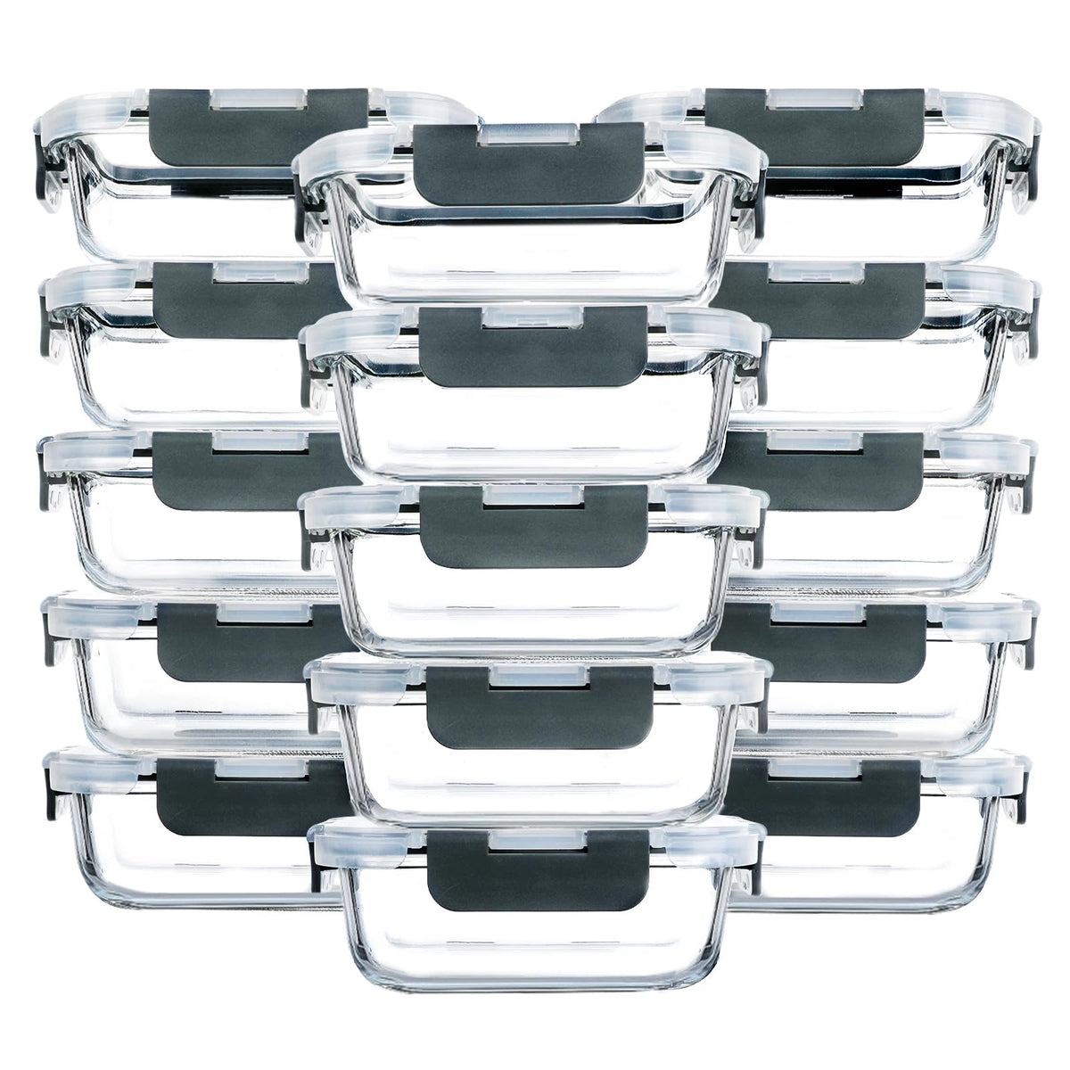 M MCIRCO 15-pack glass meal prep containers with airtight lids for organized lunches