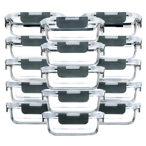 M MCIRCO 15-pack glass meal prep containers with airtight lids for organized lunches