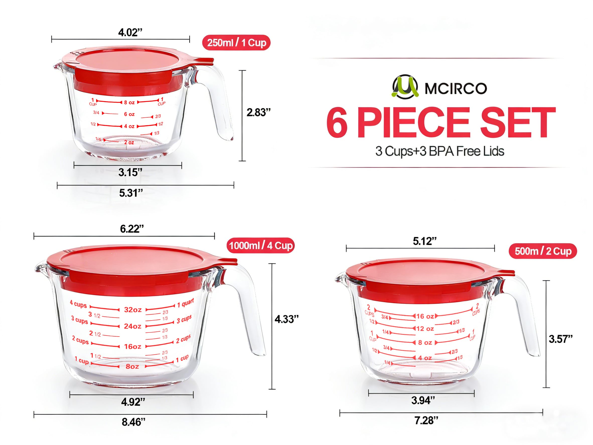 M MCIRCO 1-cup measuring cup with a sturdy handle for precise pouring