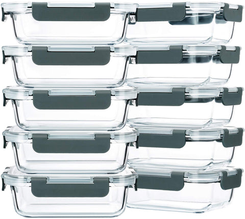 M MCIRCO 22oz glass meal prep container front view; durable borosilicate glass for meals.