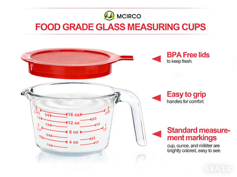 M MCIRCO 2-cup measuring cup with lid and clear measurement marks
