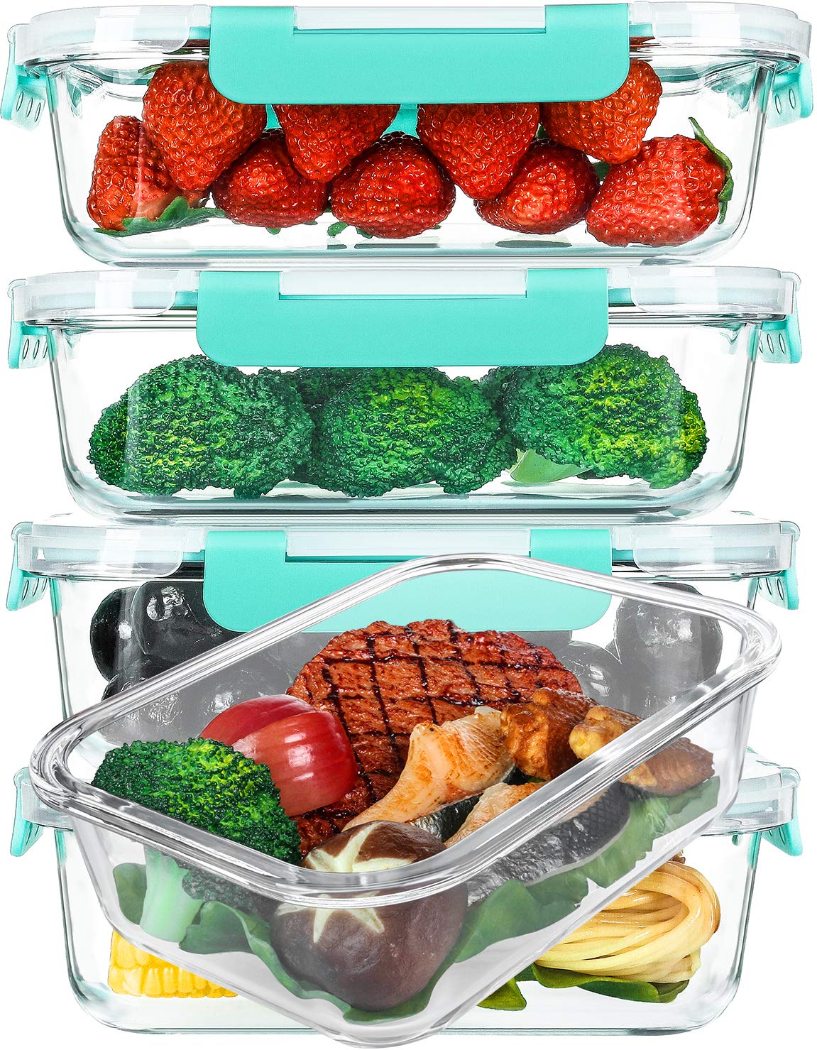 M MCIRCO 5-pack glass meal prep containers ready for organized fridge storage and prep.