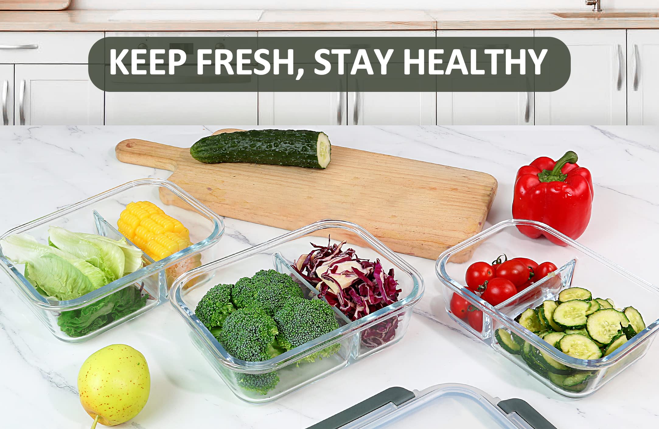 M MCIRCO dishwasher-safe glass containers for easy cleanup.