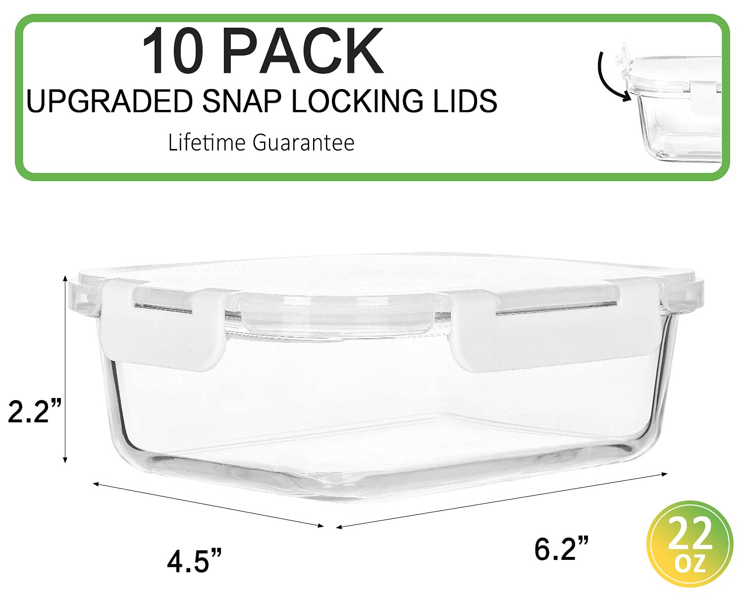 M MCIRCO borosilicate glass container highlighting durability for fridge-to-table use.