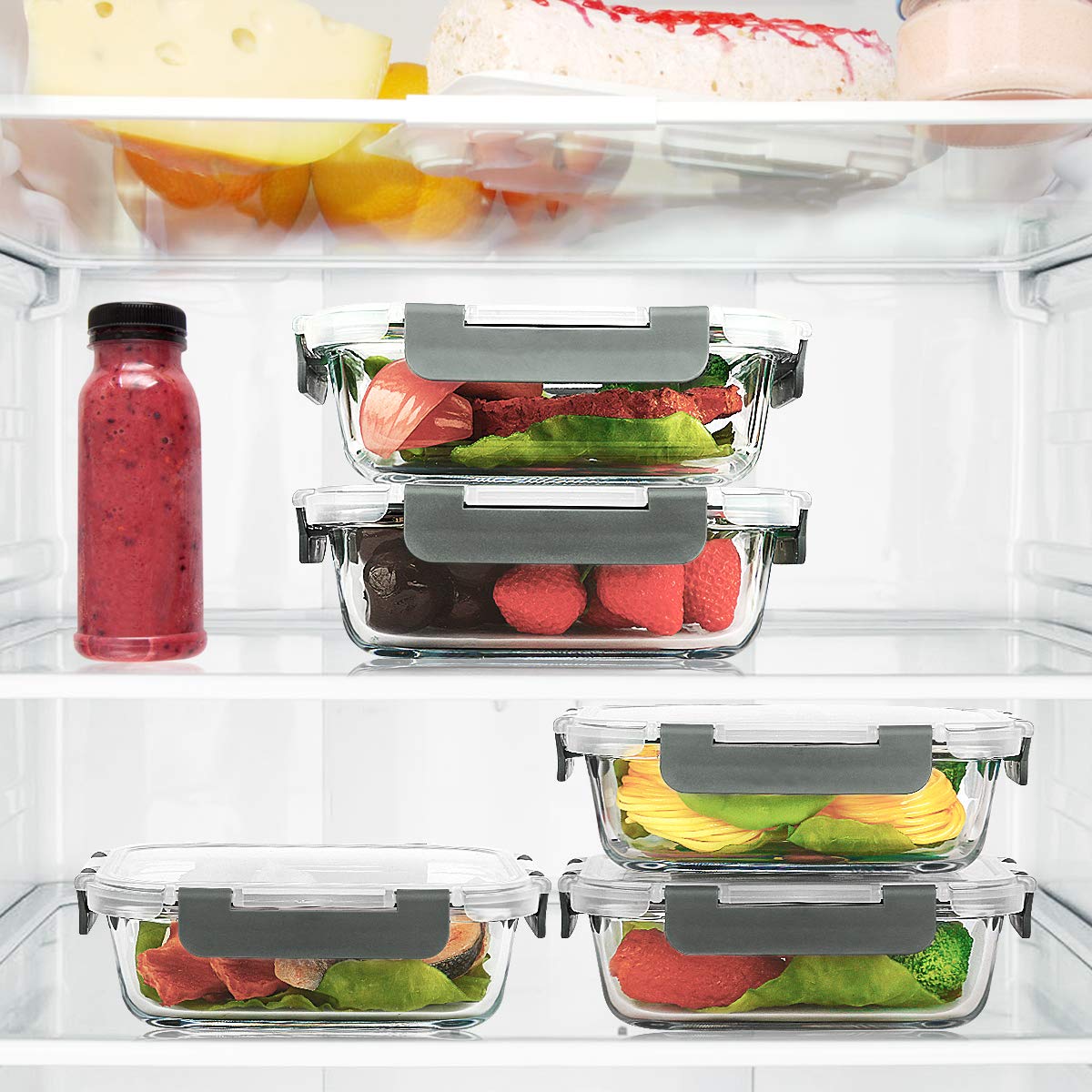 M MCIRCO stackable design; space-saving fridge organization.