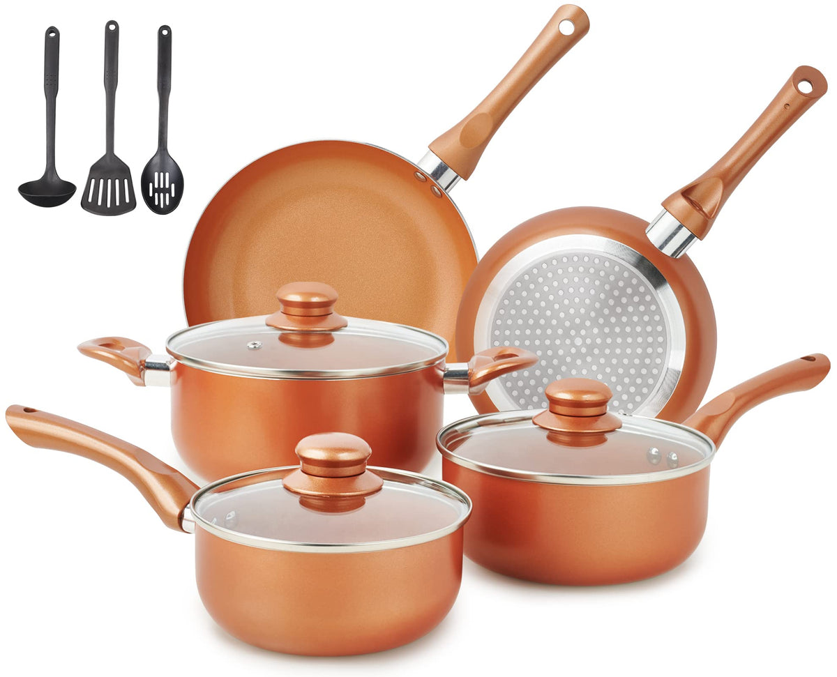 M Melenta 11pc copper nonstick set for easy cooking and quick cleanup