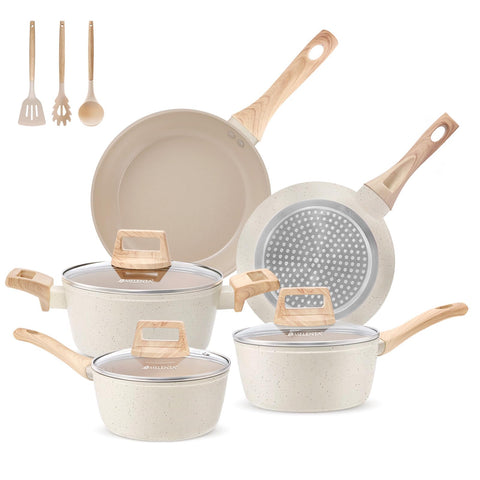 M MELENTA 11-piece set with pots and lids for versatile cooking.
