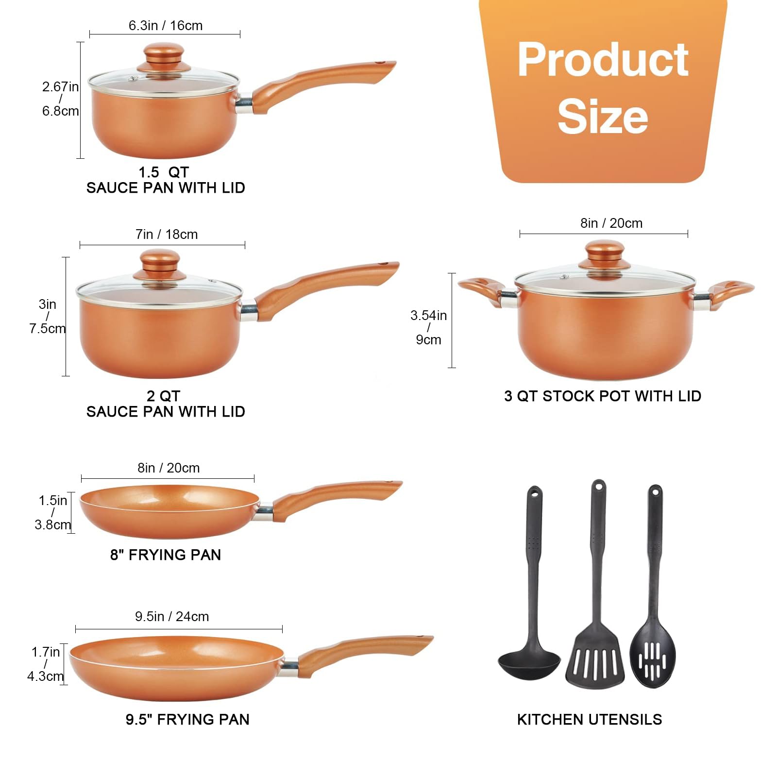 M Melenta 8in and 9.5in skillet pair for everyday frying