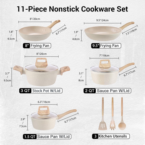 M MELENTA 8-inch frying pan shows easy food release with ceramic coating.