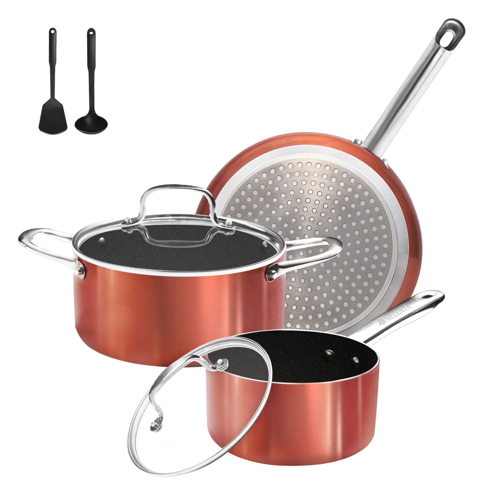 M MELENTA pots and pans set 7-piece ready for versatile everyday cooking