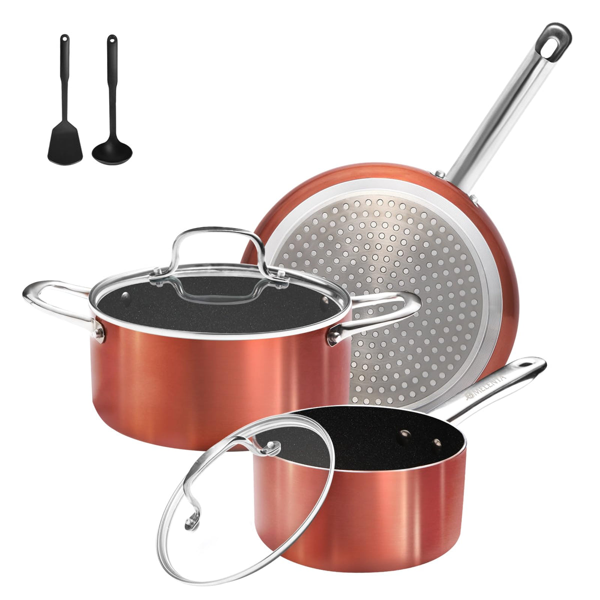M MELENTA pots and pans set 7-piece ready for versatile everyday cooking
