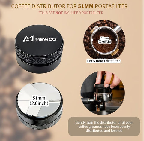 M MEWCO calibrated tamper delivers even tamp pressure