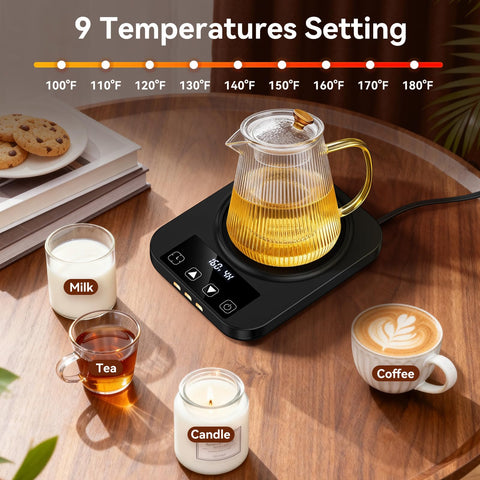 Mabahoo 9 temperature settings for customizable heat on coffee or tea.