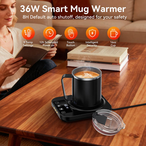 Mabahoo desk warmer showing control panel for precise heat adjustment.