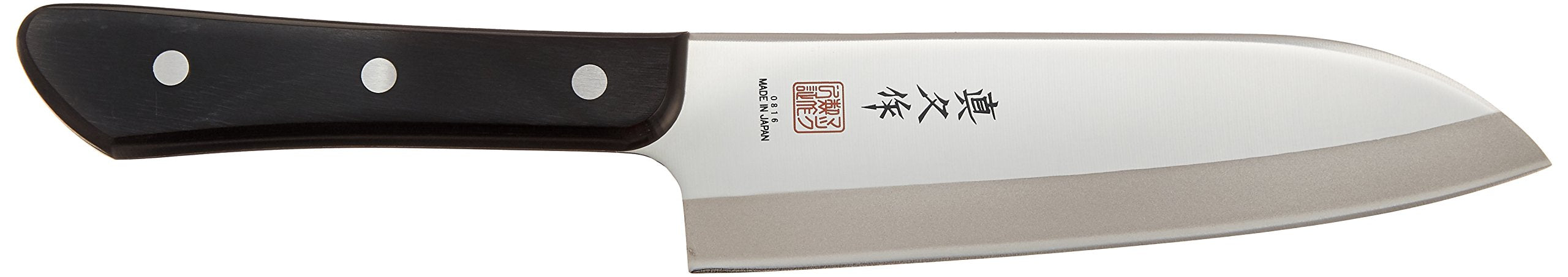 Mac Knife Superior Santoku Pakka wood handle provides comfortable, balanced control.