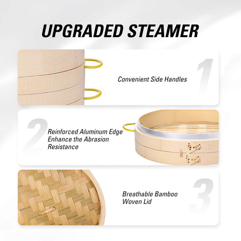 MacaRio aluminum banding reinforces steamer edges.