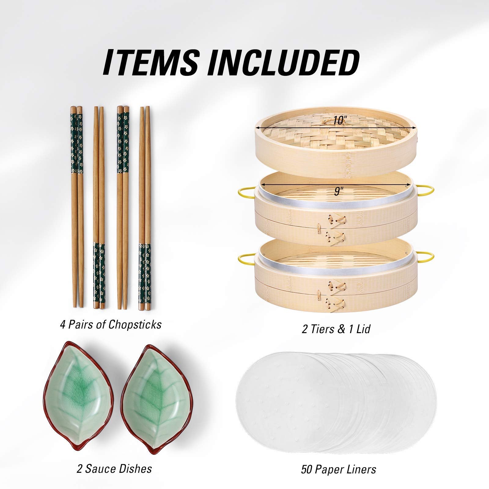 Macario steamer with domed lid for efficient, even cooking.