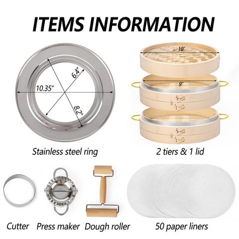 Macario two-tier steamer baskets shown with domed lid for even steaming