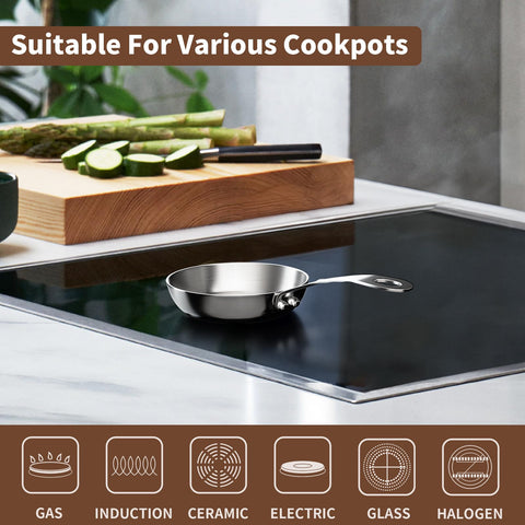 Macevia compact pan fits dorm and tiny kitchens.