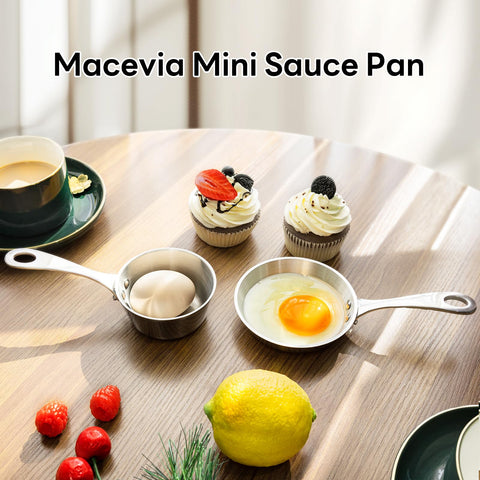 MACEVIA mini sauce pan compact size on kitchen counter saving space
