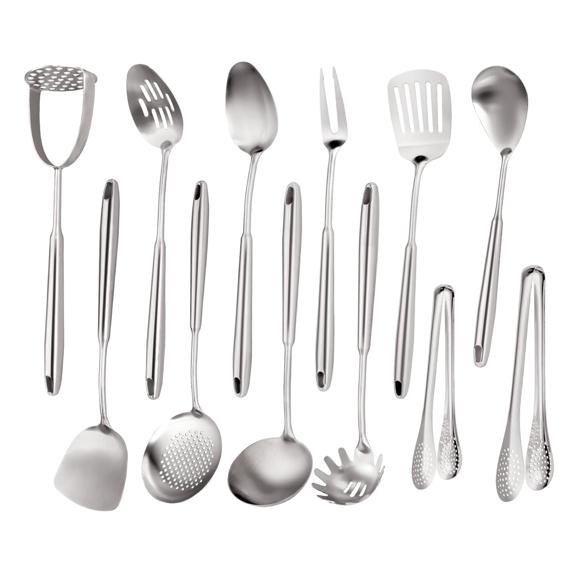 MACIFECI 12-piece 18/10 stainless steel utensils set for durable daily cooking