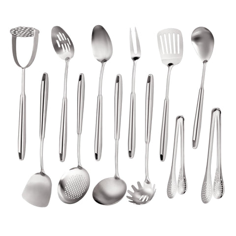 MACIFECI 12-piece 18/10 stainless steel utensils set for durable daily cooking
