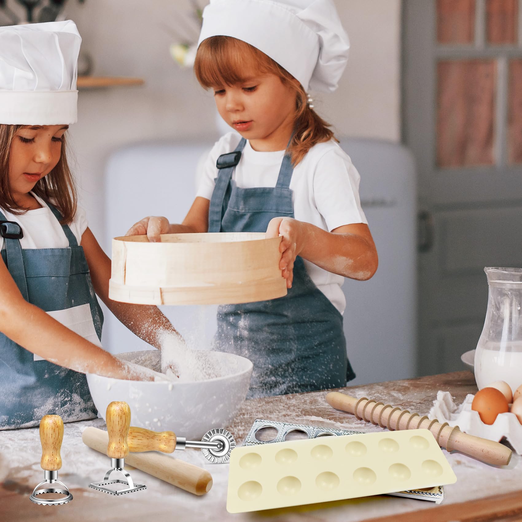 MACIFECI ravioli rolling pin shapes wrappers for consistent pockets