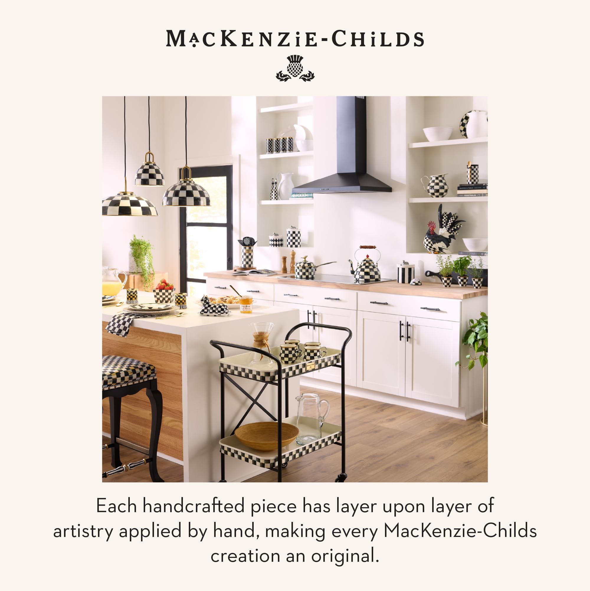 Mackenzie-Childs design brings joyful details to everyday pantry routines.