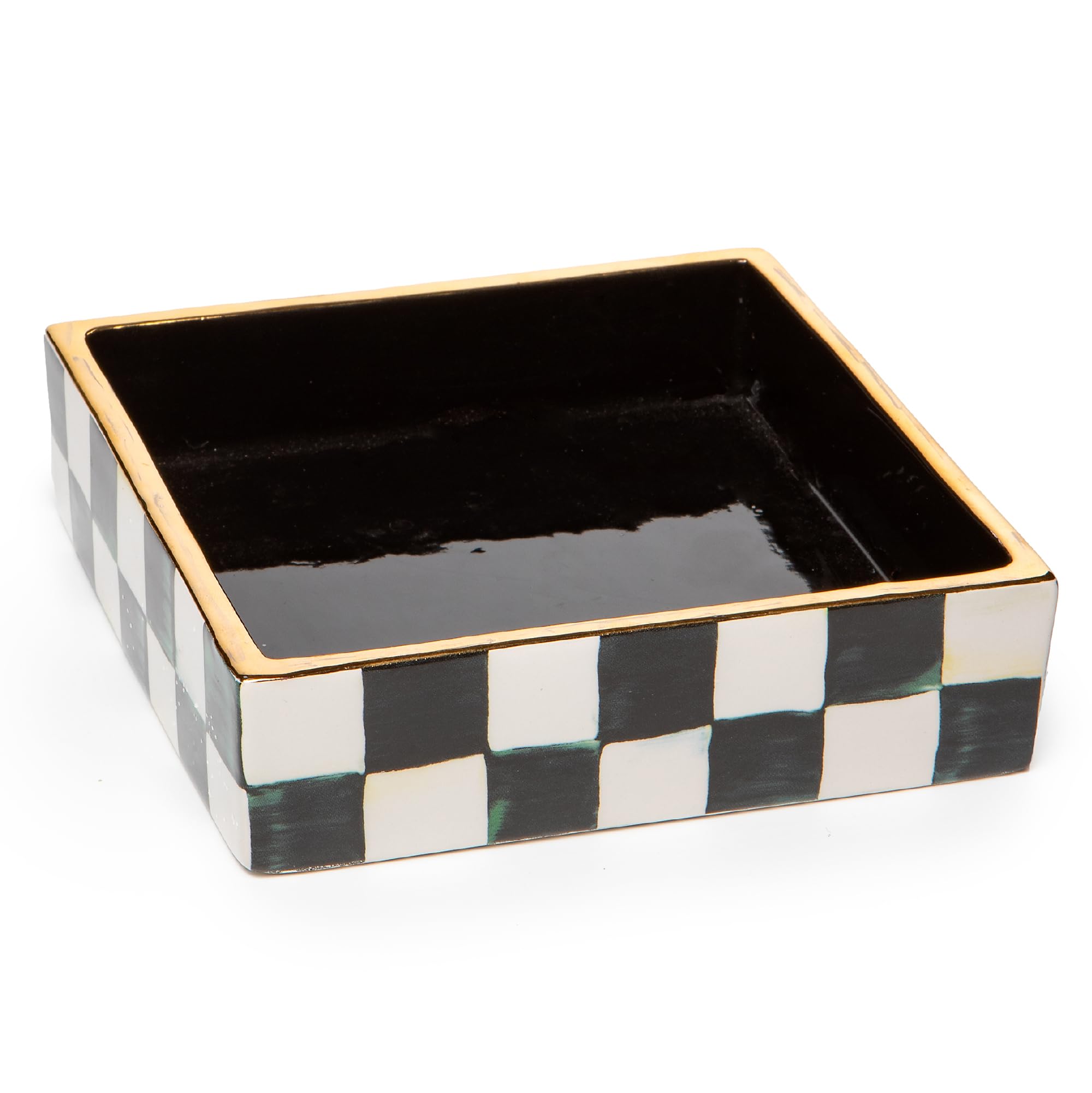 MacKenzie-Childs ceramic napkin holder in Courtly Check for stylish table settings.