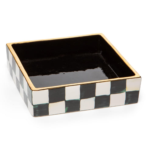MacKenzie-Childs ceramic napkin holder in Courtly Check for stylish table settings.