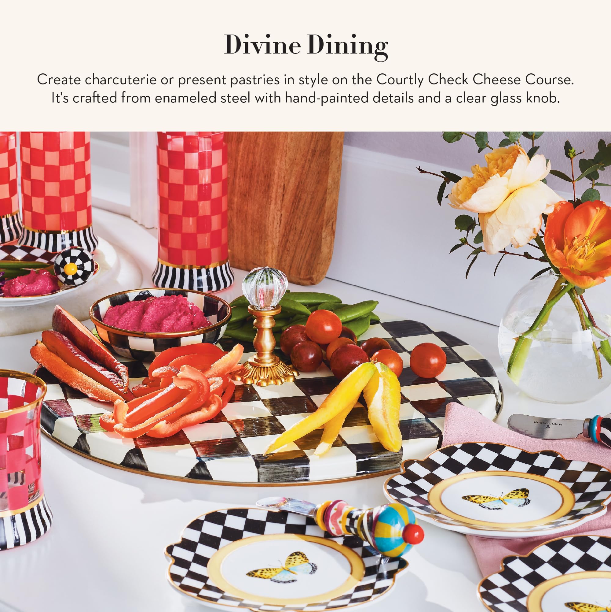 MacKenzie-Childs Cheese Course Courtly Check pattern with hand-glazed underbody detail.