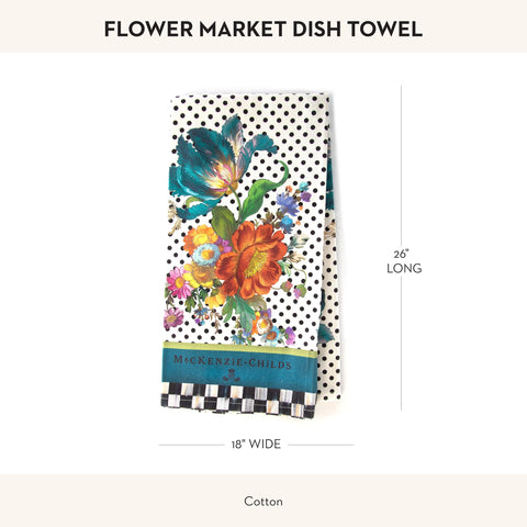 Mackenzie-Childs dish towel drying dishes in functional yet stylish kitchen setting.