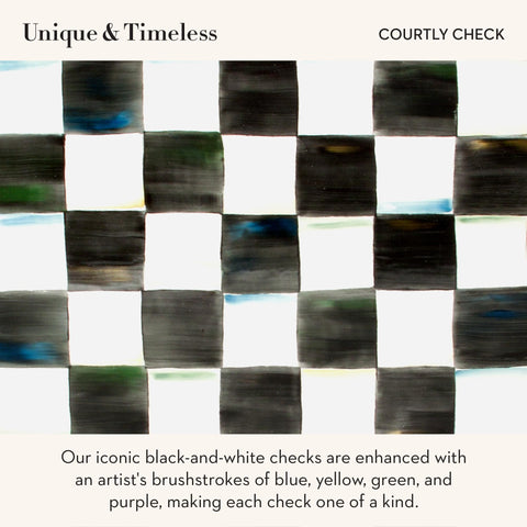 MACKENZIE-CHILDS Courtly Check enamel canister mini side view showing classic pattern.