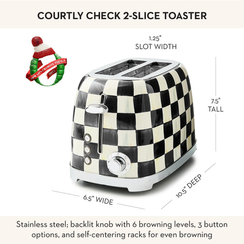 MACKENZIE-CHILDS Courtly Check toaster design fits small spaces beautifully.
