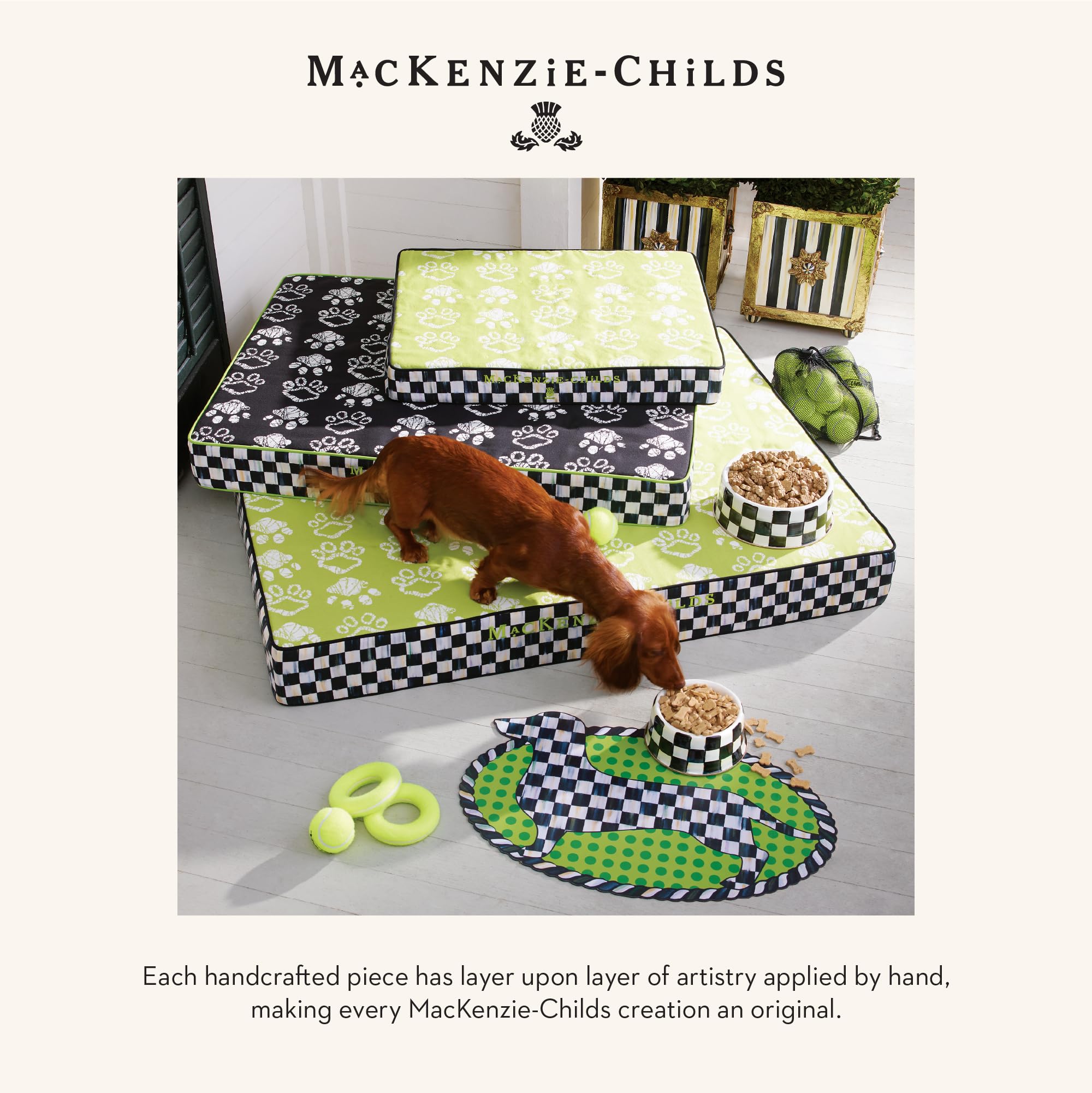 MacKenzie-Childs durable enamel underbody ensures lasting daily use.