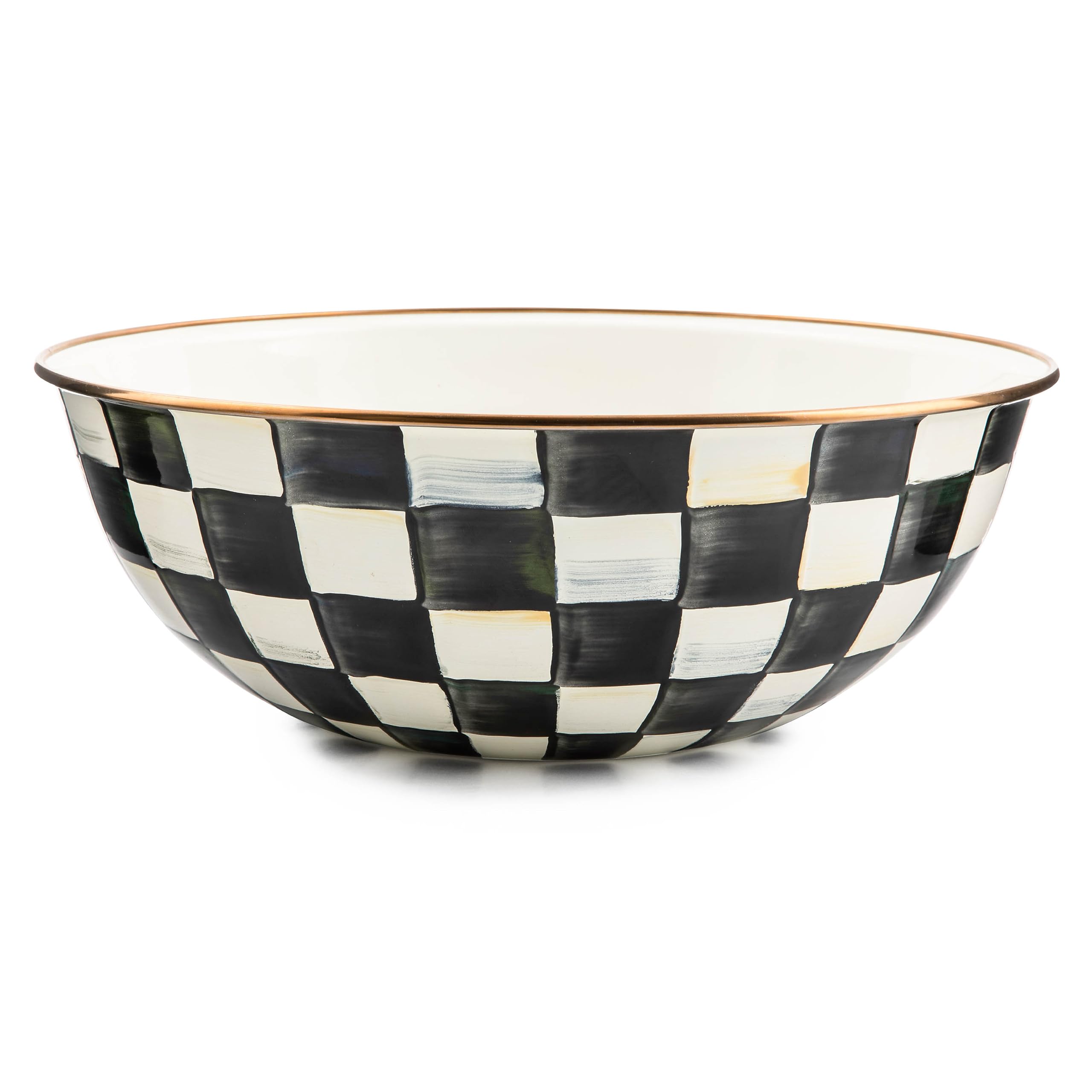 MacKenzie-Childs enamel everyday bowl front view showing Courtly Check for year‑round serving