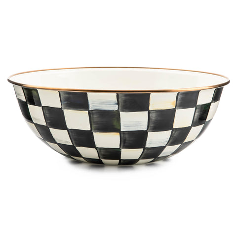 MacKenzie-Childs enamel everyday bowl front view showing Courtly Check for year‑round serving