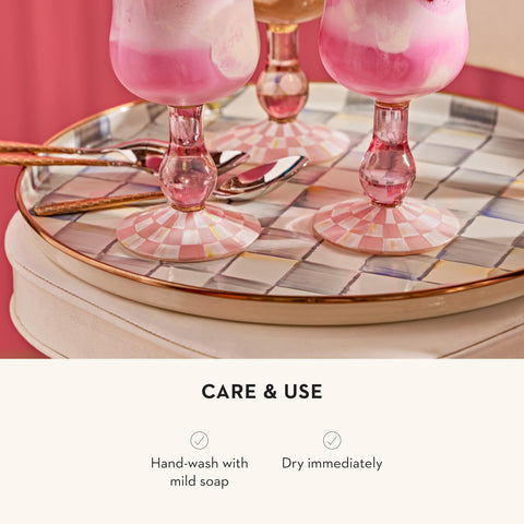 MACKENZIE-CHILDS enamel round tray perfect for hosting and buffet setups